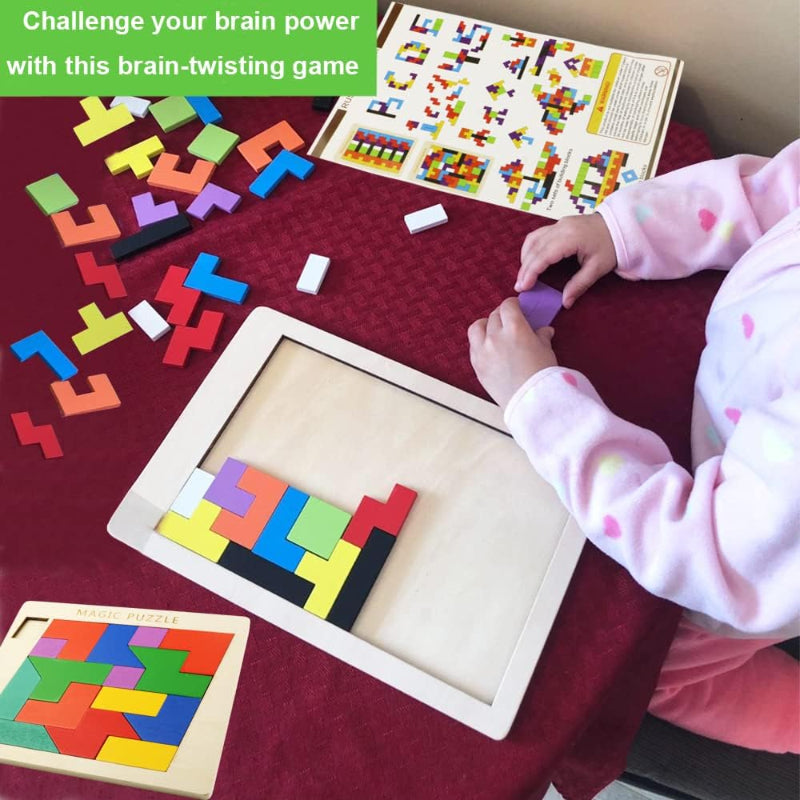 Children Pre-school Educational Colorful 3D Tangram Math Cube Imagination Shapes Game Puzzle Toy for Kids