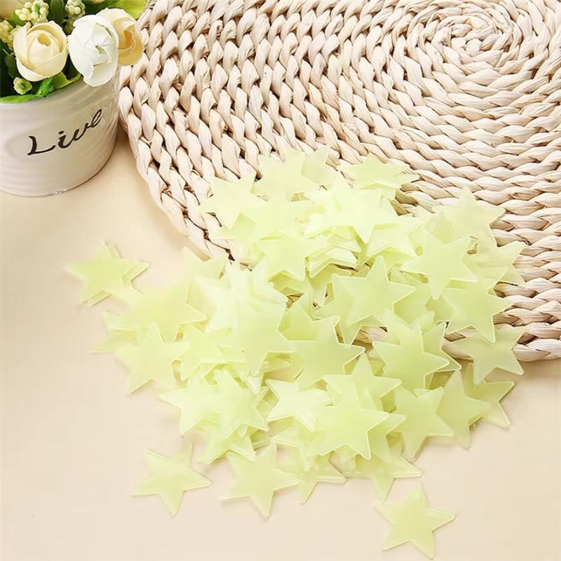 Pack Of 4 x 100 Pcs Glow In The Dark Stars Wall Stickers