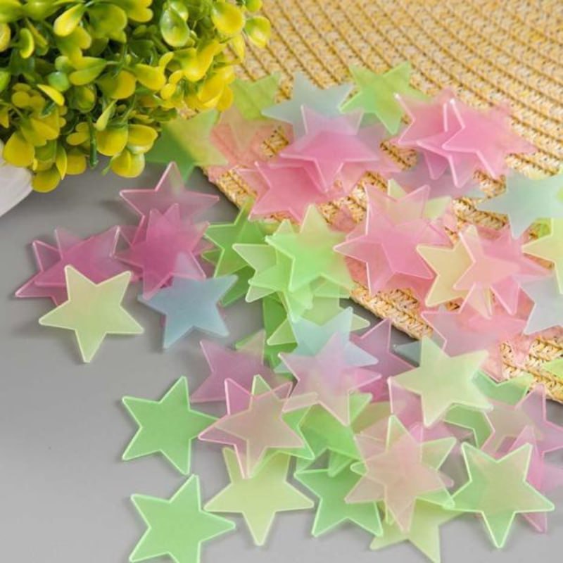 Pack Of 4 x 100 Pcs Glow In The Dark Stars Wall Stickers