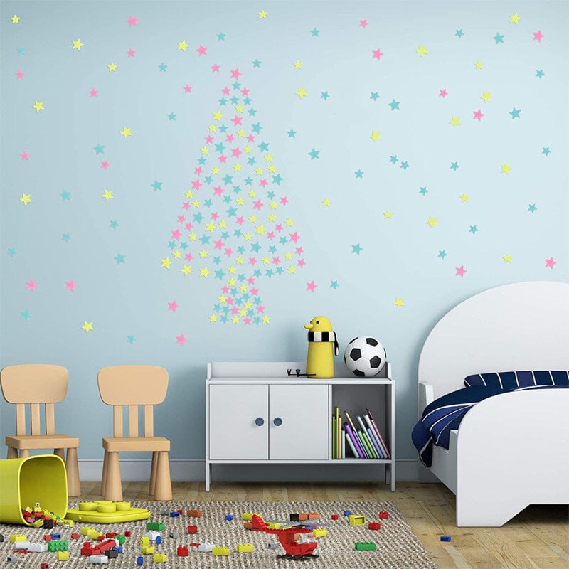 Pack Of 4 x 100 Pcs Glow In The Dark Stars Wall Stickers