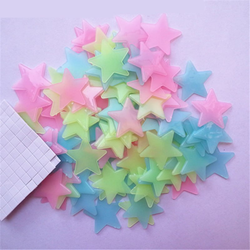 Pack Of 4 x 100 Pcs Glow In The Dark Stars Wall Stickers