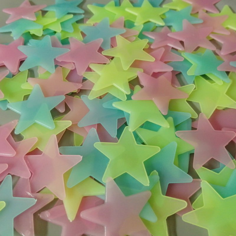 Pack Of 4 x 100 Pcs Glow In The Dark Stars Wall Stickers